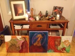 Our paintings after day 2. (Works in progress.)